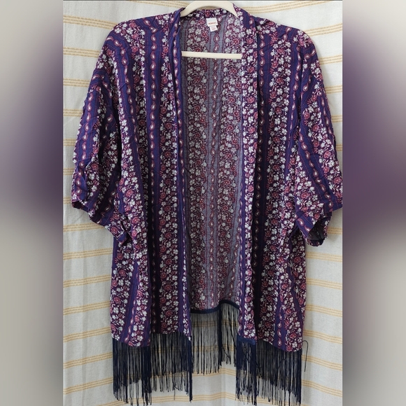 BONGO Purple Floral Kimono Top - Picture 1 of 6